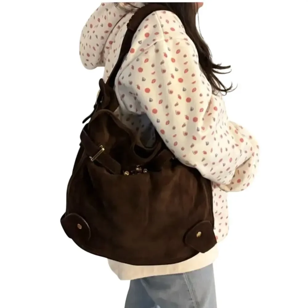 Burberry Rare Brown Suede Heritage Hobo Tote Bag Authenticated